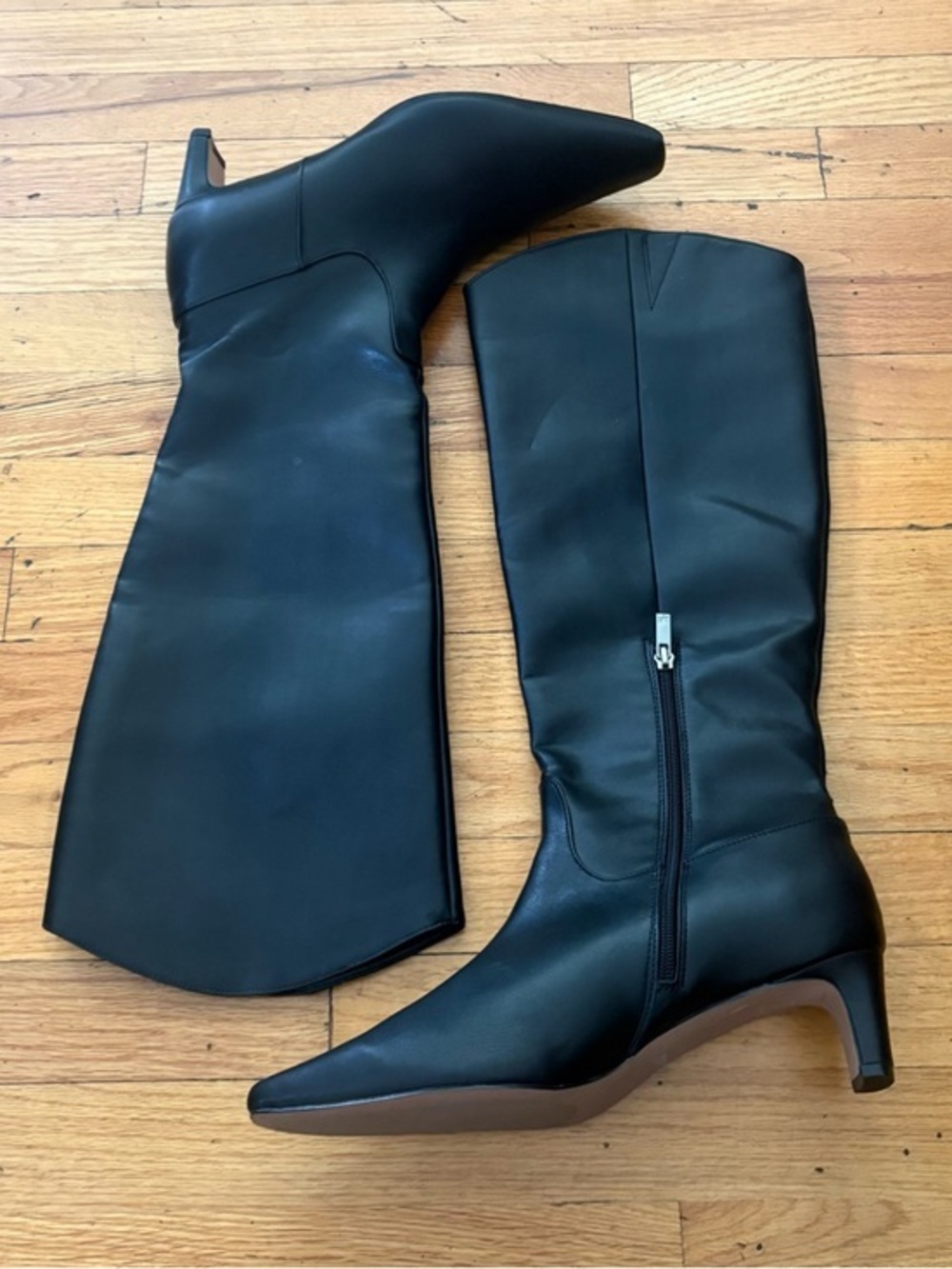 Splendid Black Knee High Boots Kitten Heel Pointed Toe Side Zip Size 11